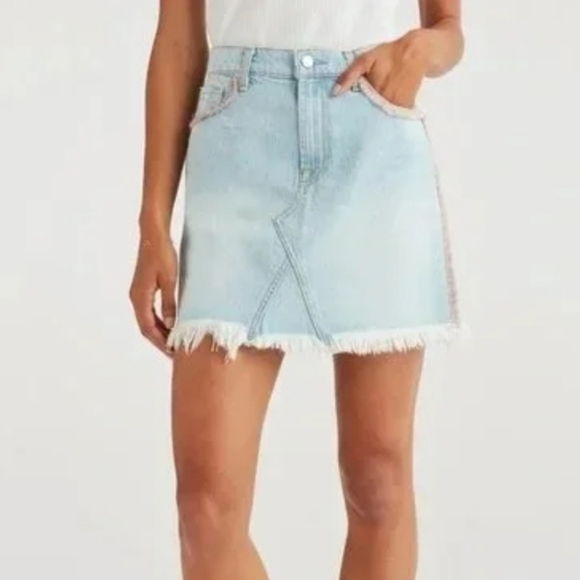 7 For All Mankind Pastel Rainbow Fringe Mini Skirt 27 - Picture 3 of 11